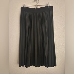 Black Pleather Pleated Skirt